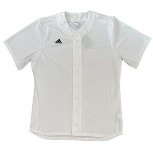 NWT Adidas Baseball Jersey Full Button Lightweight Athletic White Mens SZ Large